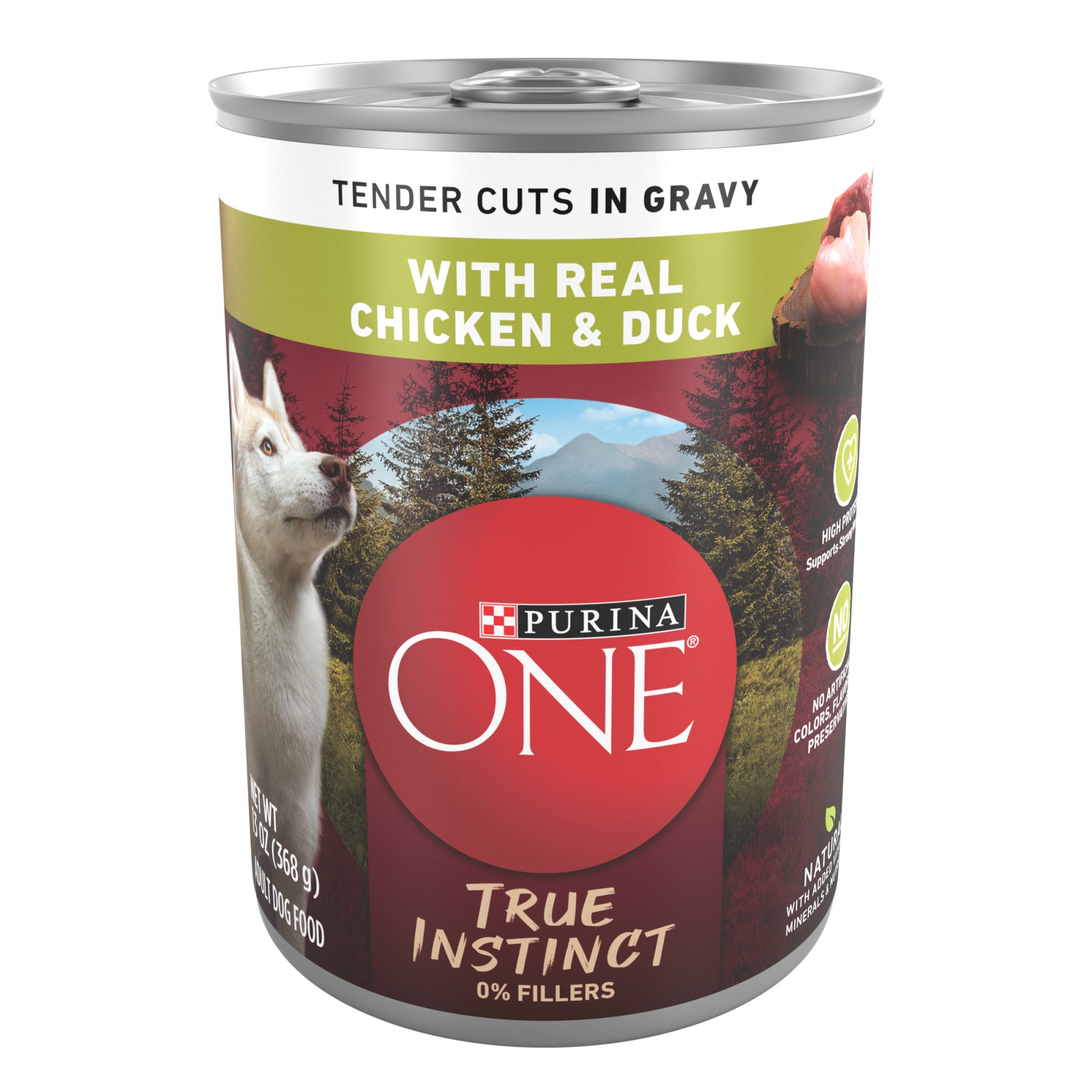 Purina ONE High Protein True Instinct Tender Cuts in Gravy With Real Chicken and Duck Wet Dog Food, 13 oz., Case of 12, 12 X 13 OZ