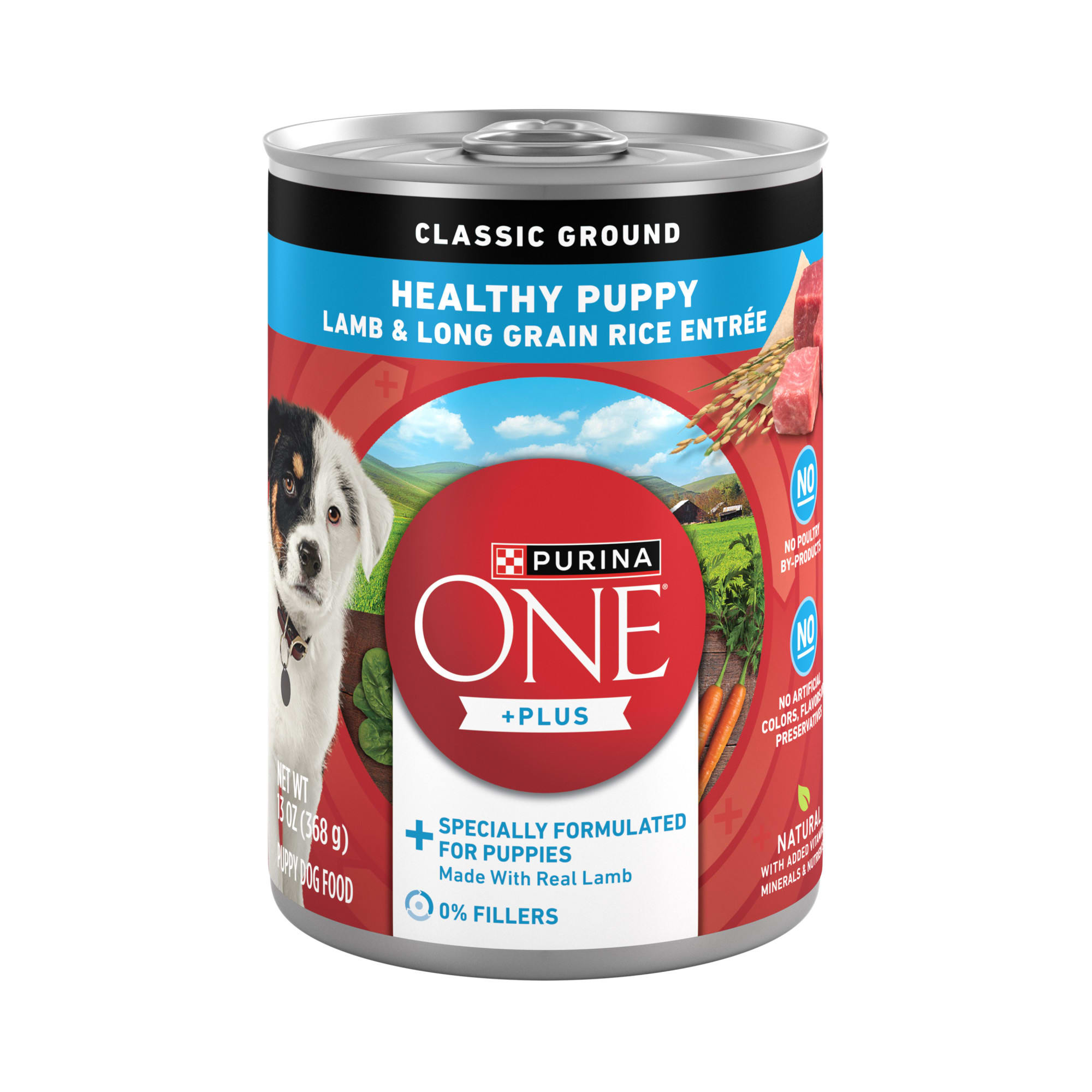 Purina ONE Plus Classic Ground Healthy Puppy Lamb and Long Grain Rice Wet Dog Food, 13 oz., Case of 12, 12 X 13 OZ