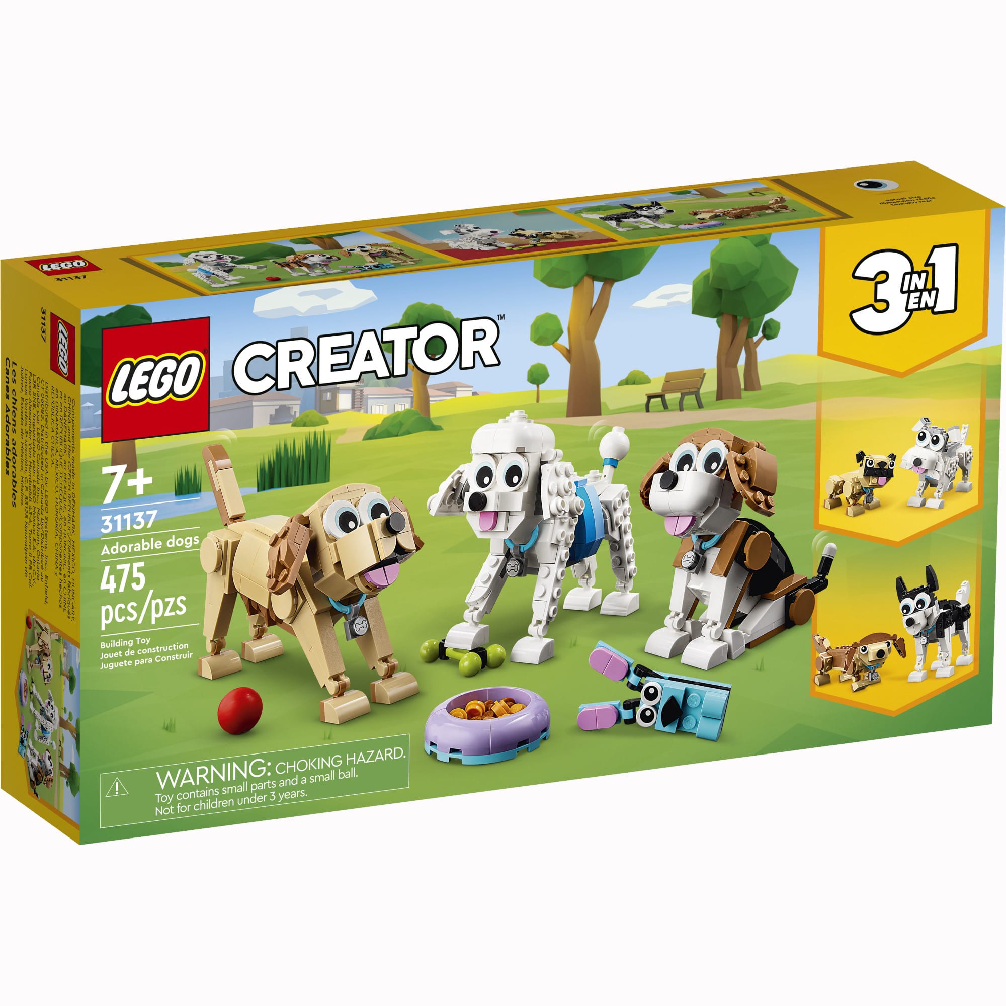LEGO Creator Adorable Dogs, 475 pieces, Small/Medium, Multi-Color