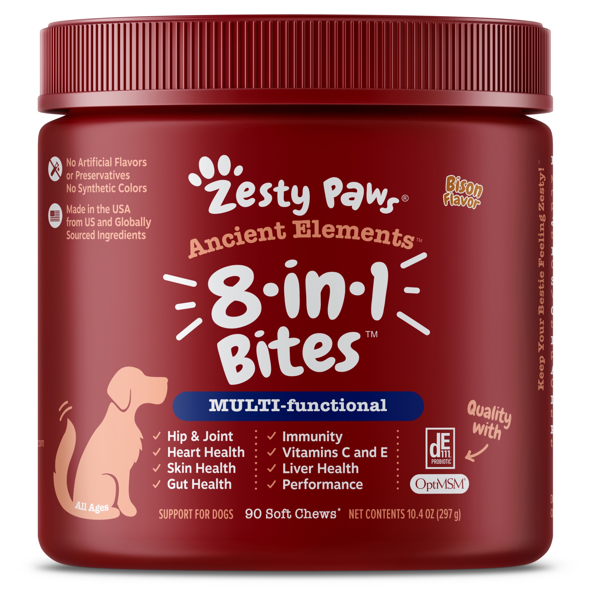Photos - Dog Medicines & Vitamins Zesty Paws Bison Ancient Elements 8-in-1 Bites for Dogs, 10.4 o 