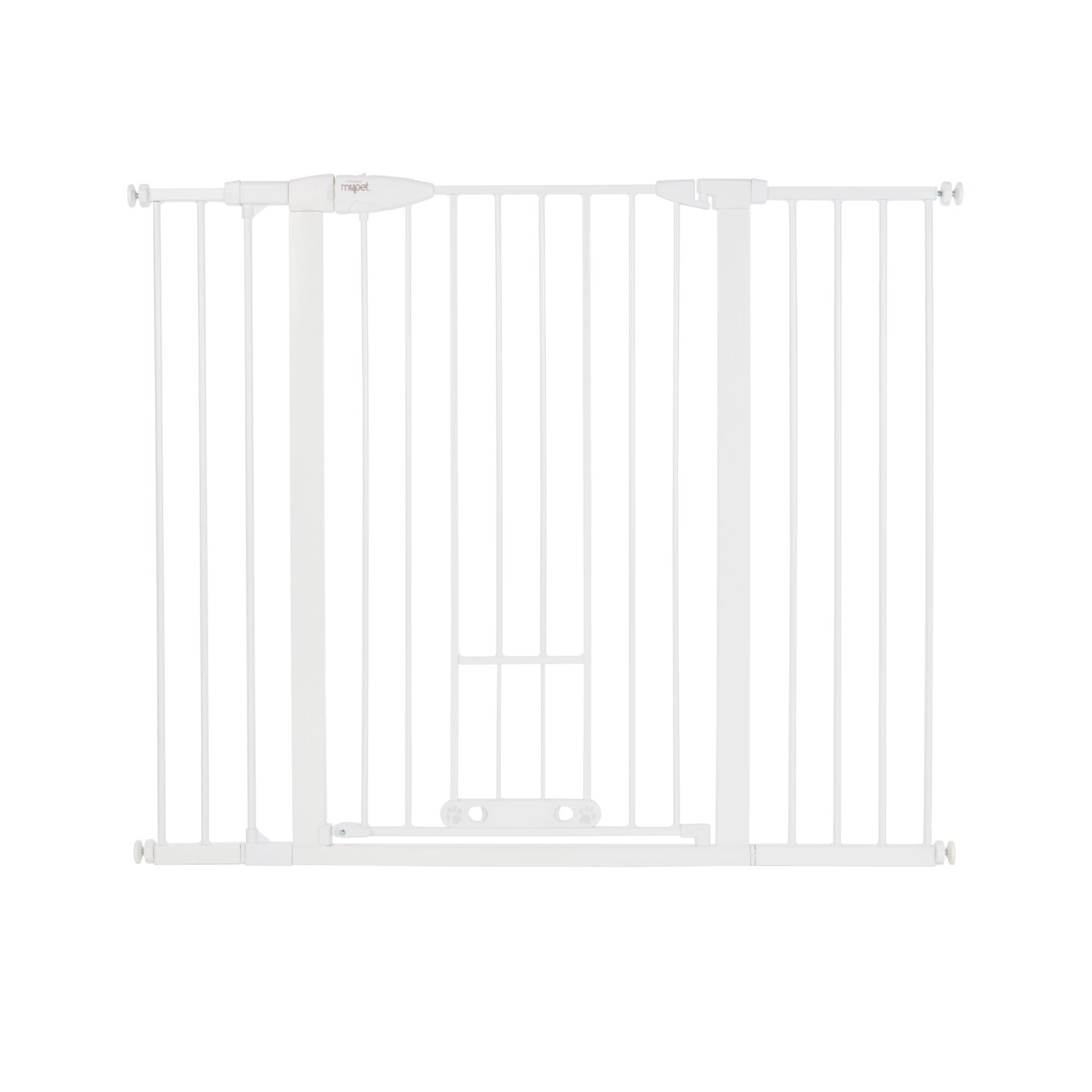 MyPet Extra Tall & Wide Walk Thru EasyPass Pet Gate, 20.25 LBS, White
