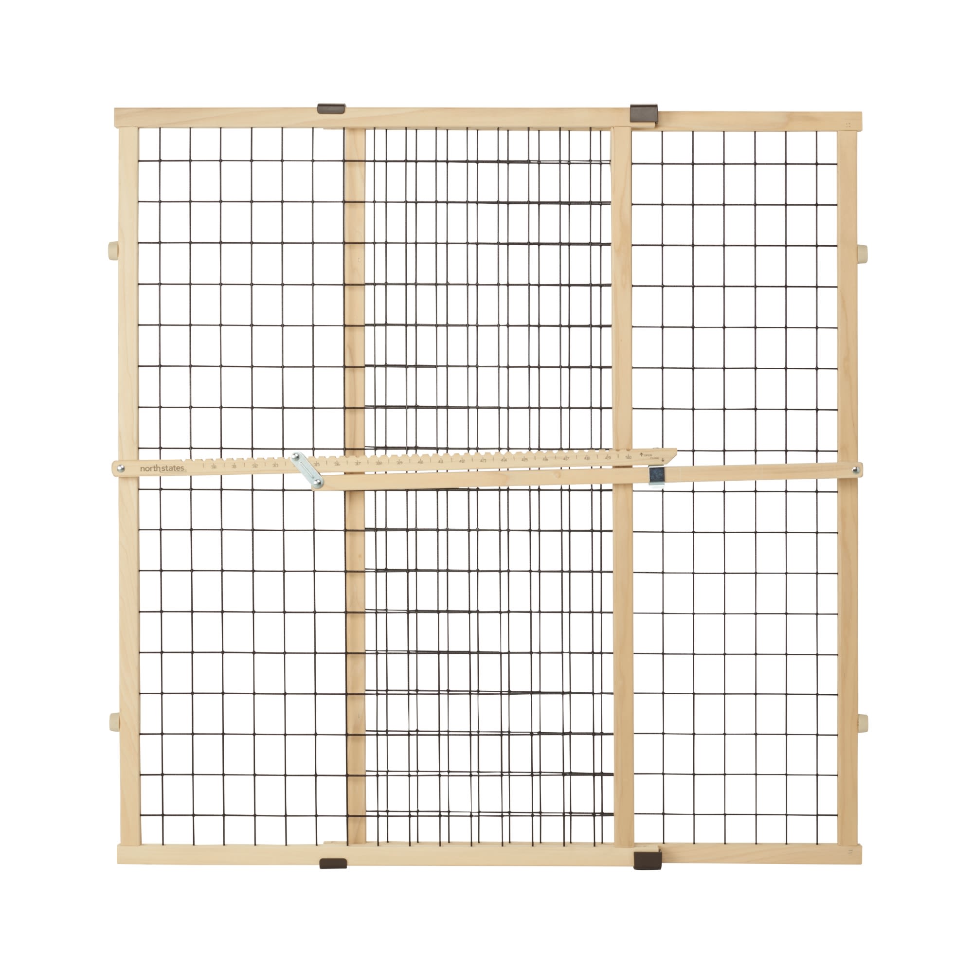 MYPET North States 48" Wide Wire Mesh Gate: Made In USA, Simply Expand And Lock In Place. Pressure Mount. Fits 29.5"- 48" Wide (37" Tall, Sustainable Hardwood) (B07FTRH55Z)