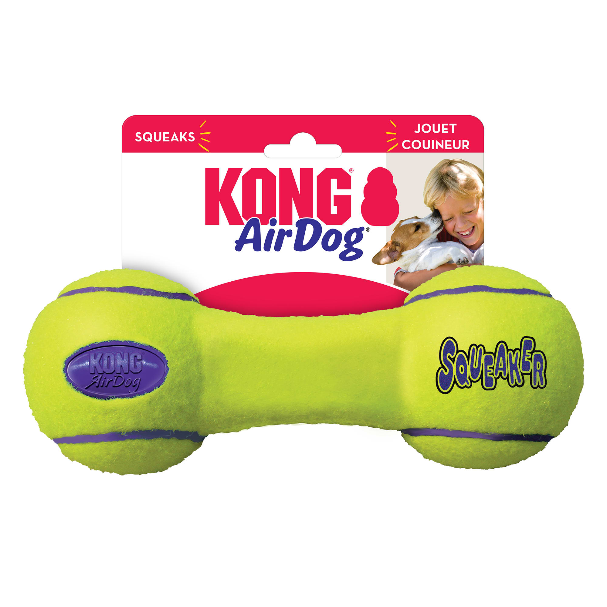 UPC 035585775272 product image for KONG AirDog Dumbbell Squeaker Dog Toy, Medium, Yellow | upcitemdb.com