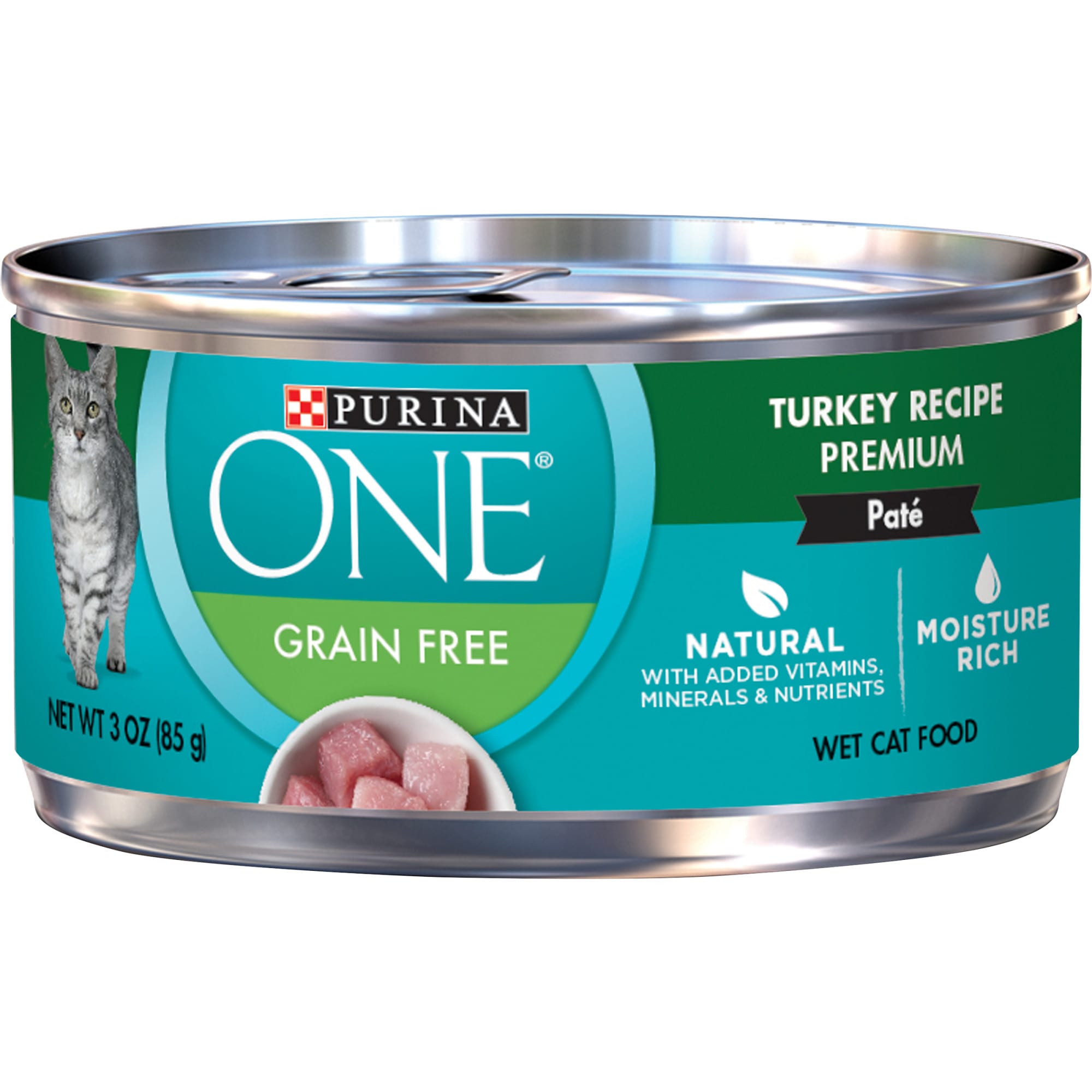 Purina ONE Natural High Protein Grain Free Turkey Recipe Pate Wet Cat Food, 3 oz., Case of 24, 24 X 3 OZ -  14616