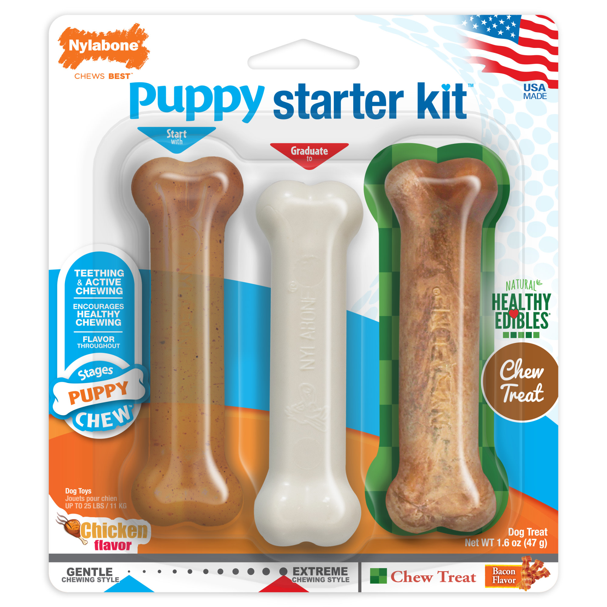 Photos - Dog Toy Nylabone Puppy Starter Kit, 1.69 oz., Pack of 3, Small N201PSKP 