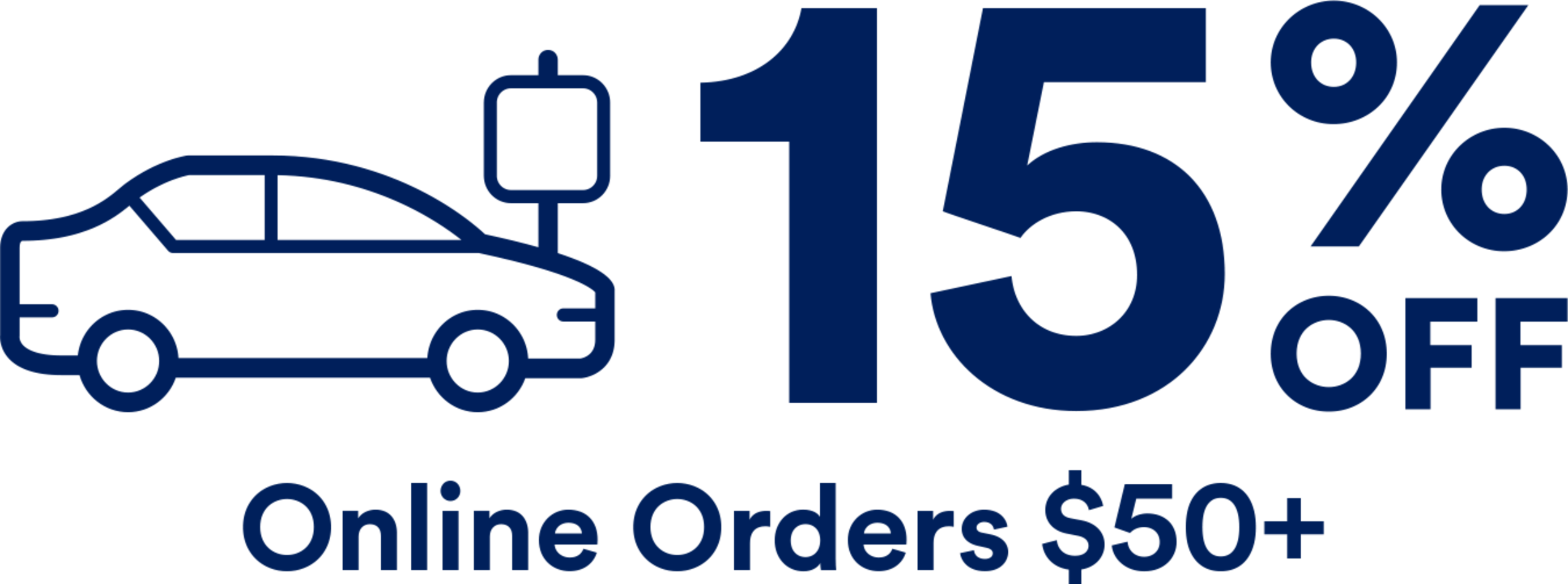 15% off Online Orders $50+.