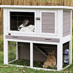 Trixie Natura Animal Hutch with Enclosure in Gray & White