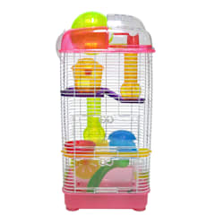 YML 3 Level Plastic Clear & Pink Hamster Cage