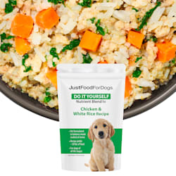 JustFoodForDogs Do-It-Yourself Chicken and White Rice Canister Dog Food Nutrients
