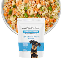 JustFoodForDogs Do-It-Yourself Fish and Sweet Potato Canister Dog Food Nutrients