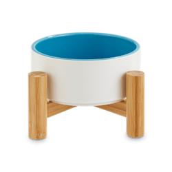 Reddy White Ceramic & Bamboo Elevated Pet Bowl