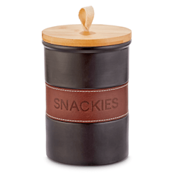 Reddy Leather Wrapped Ceramic Dog Treat Jar