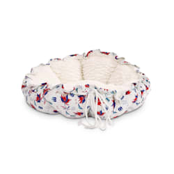EveryYay Snooze Fest White Floral Printed Round Cat Bed