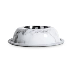 EveryYay Dining In Stainless-Steel with Marble-Printed Melamine Base Dog Bowl