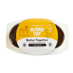 EveryYay Better Together White Silicone Double Diner with Stainless-Steel Bowls for Dogs