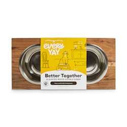 EveryYay Better Together Elevated Wood Double Diner with Stainless-Steel Bowls for Dogs