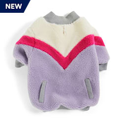 YOULY The Student Pink Colorblocked Faux-Shearling Crewneck Dog Sweater