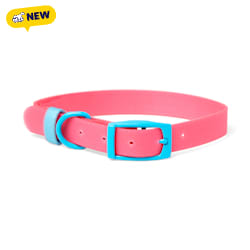 YOULY The Extrovert Water-Resistant Pink & Blue Colorblocked Dog Collar