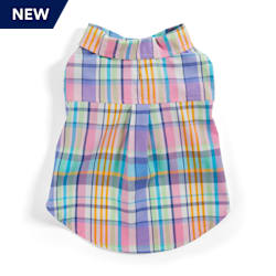 YOULY The Sophisticate Multicolor Woven Plaid Dog Button-Up Shirt