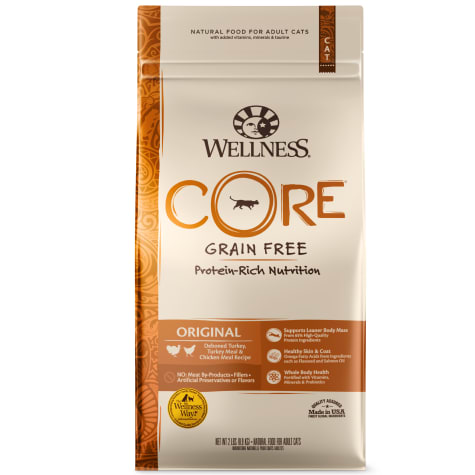Wellness CORE Natural Grain Free Original Turkey, Turkey Meal, and Chicken Meal Dry Cat Food