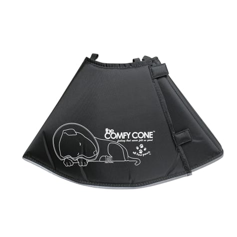 All Four Paws Comfy Cone Black Soft e-Collar with Removable Stays for Dogs