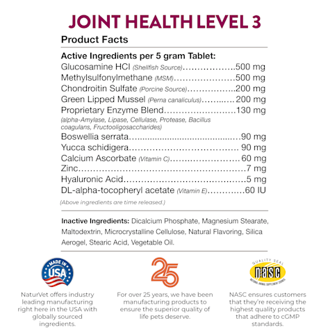 Naturvet Joint Health Time Release Level 3 Supreme Hip Joint Dog Supplement Petco
