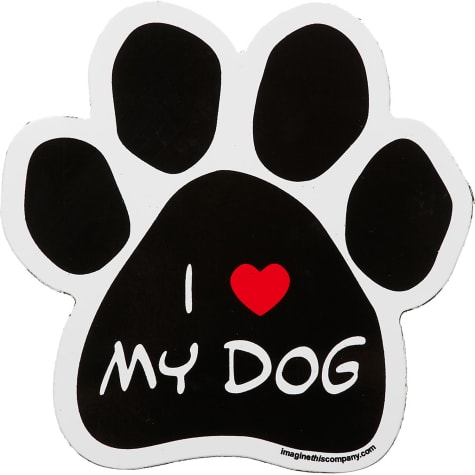 Imagine This I Love My Dog Paw Shaped Car Magnet