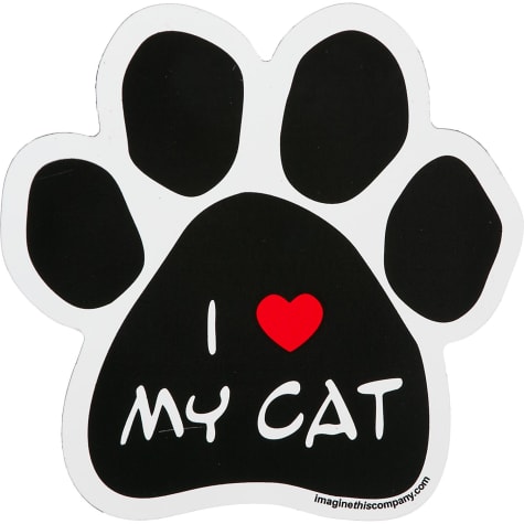 Imagine This I Love My Cat Paw Shaped Car Magnet