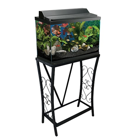 Aquatic Fundamentals Black Scroll Aquarium Stand, 10 Gallons