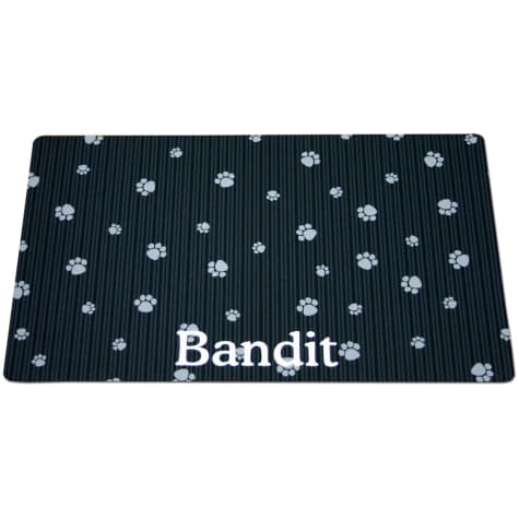 Drymate Black & Gray Paw Print Personalized Pet Placemat