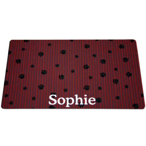 Drymate Red & Gray Stripes Personalized Pet Placemat