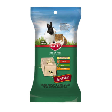 Kaytee Timothy Hay Plus Treat Boxes For Small Animals, Carrot, Mint and Marigold