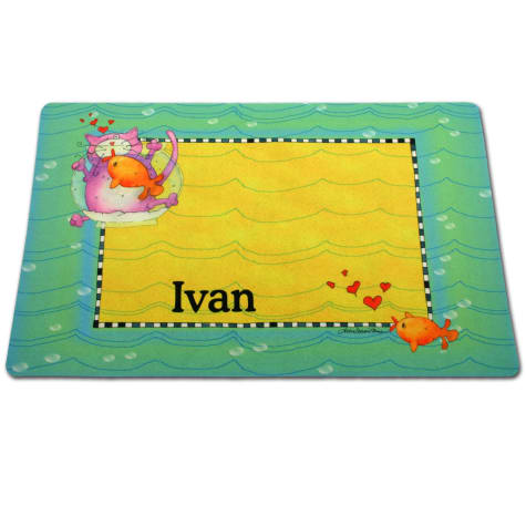Drymate Green Border Fish Bowl Personalized Pet Placemat