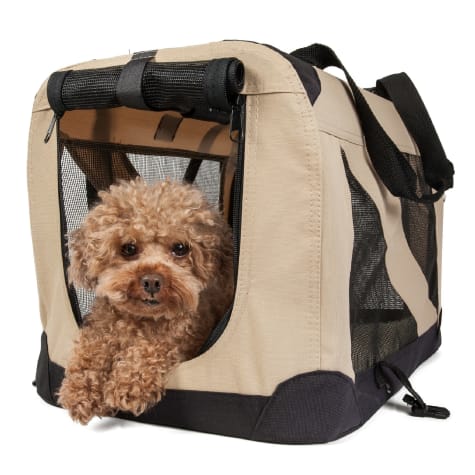 Pet Life Folding Zippered 360 Degree Vista View House Pet Crate in Khaki