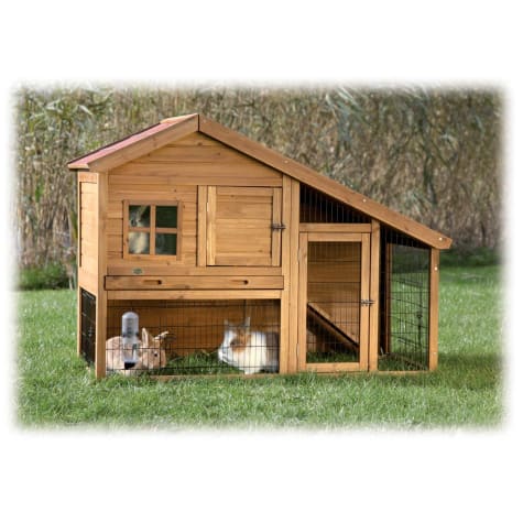 TRIXIE Natura Two Story Sloped Roof Rabbit Hutch with Run