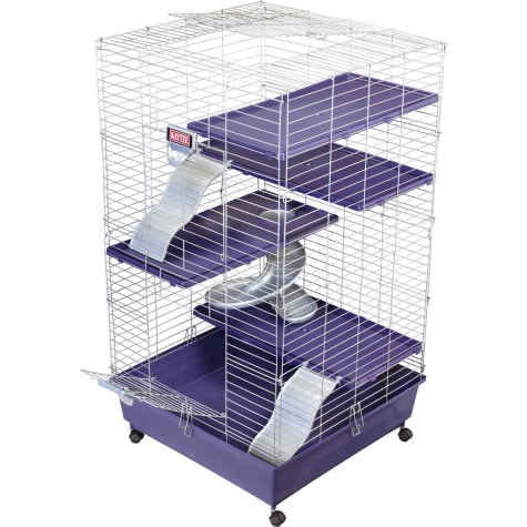 purple and green ferret cage