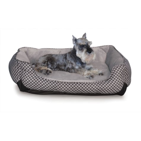 K&H Self-Warming Lounge Sleeper Dog Bed in Black Squares