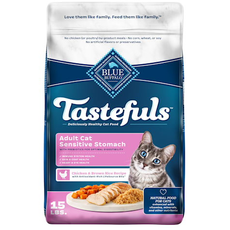 Blue Buffalo Blue Tastefuls Sensitive Stomach, Chicken & Brown Rice Recipe Natural Dry Food for Adult Cats