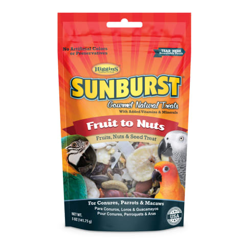Higgins Sunburst Fruits to Nuts Gourmet Treats for Conures, Parrots & Macaws