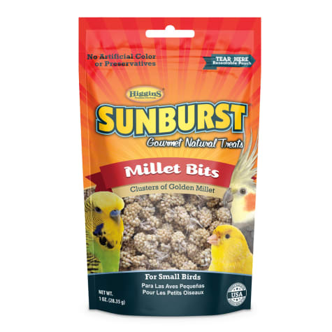 Higgins Sunburst Millet Bits Gourmet Treats for Small Birds