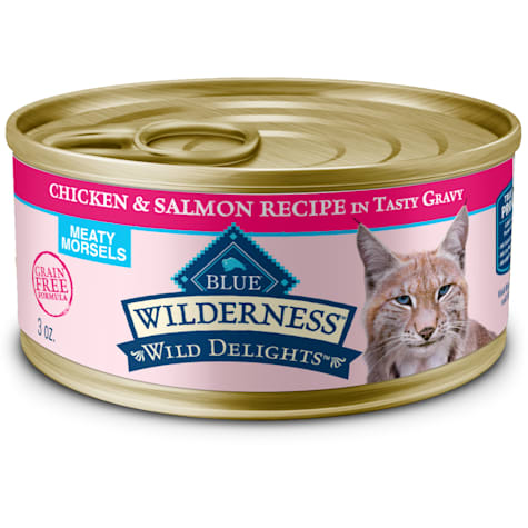 Blue Buffalo Wilderness Wild Delights Meaty Morsels Chicken & Salmon in Tasty Gravy Natural Wet Cat Food