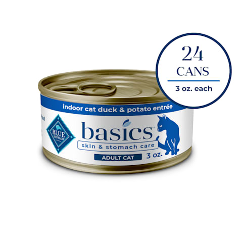 Blue Buffalo Blue Basics Skin & Stomach Care Natural Adult Grain Free Indoor Duck Adult Pate Wet Cat Food