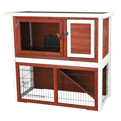TRIXIE Natura Animal Hutch with Enclosure in Brown & White