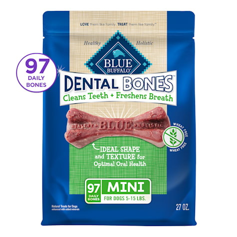Blue Buffalo Dental Bones Mini Natural Dental Chew Dog Treats Value Pack