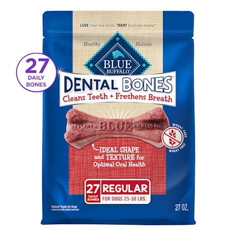 Blue Buffalo Dental Bones Regular Natural Dental Chew Dog Treats Value Pack