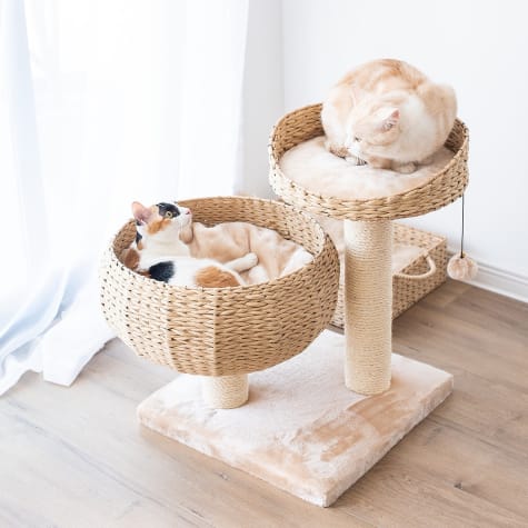 PetPals Group Cozy Eco-Friendly Handwoven Cat Tree with Sisal Scratching Post