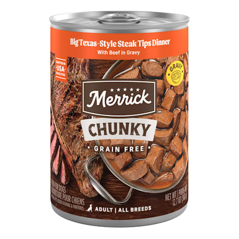 Merrick Grain Free Chunky Big Texas Steak Tips Dinner Canned Dog Food