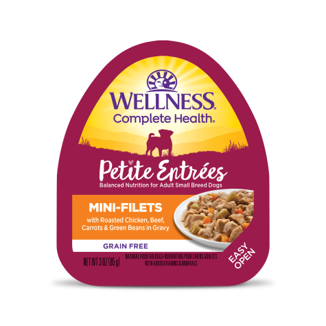 Wellness Complete Health Petite Entrees Mini-Filets Roasted Chicken, Beef, Carrots & Green Beans in Gravy Wet Dog Food