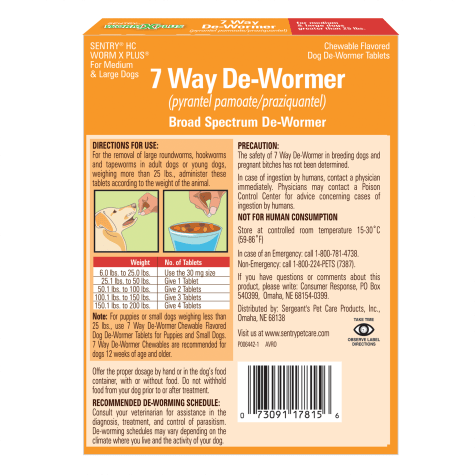 sentry worm x plus 7 way dewormer small dogs