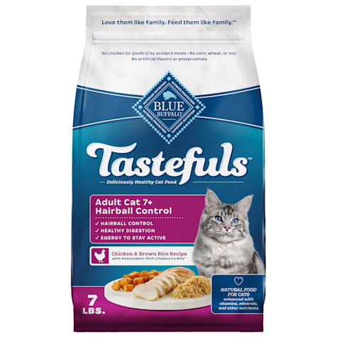 Blue Buffalo Tastefuls Adult 7+, Hairball Control, Chicken and Brown Rice Dry Cat Food